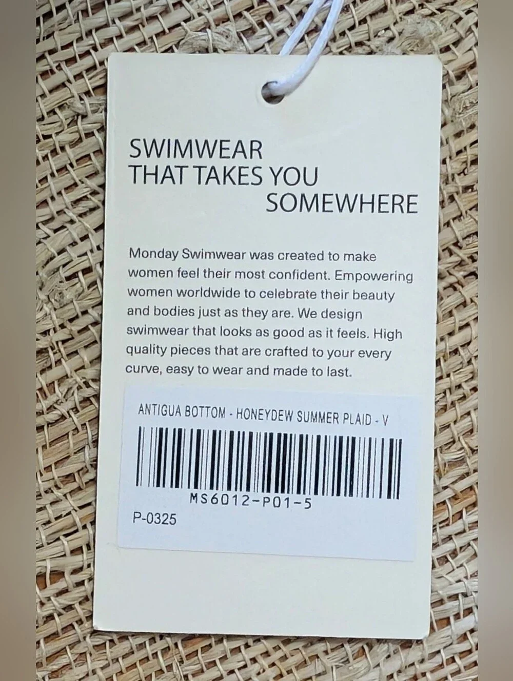 Monday Swimwear Antigua Bottom - Honeydew Summer Plaid NWT